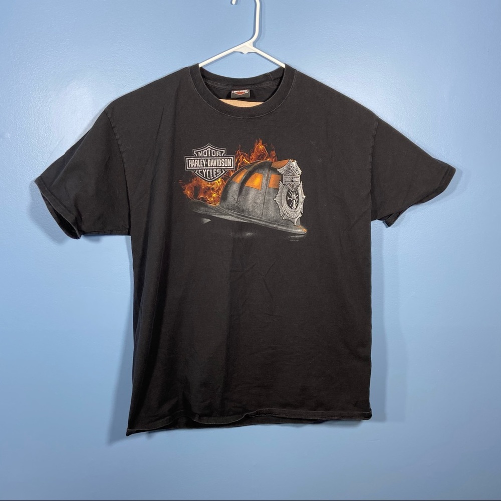 Black Harley Davidson Firefighter Shirt